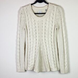 Cabi Cable Knit Lace Up Sweater